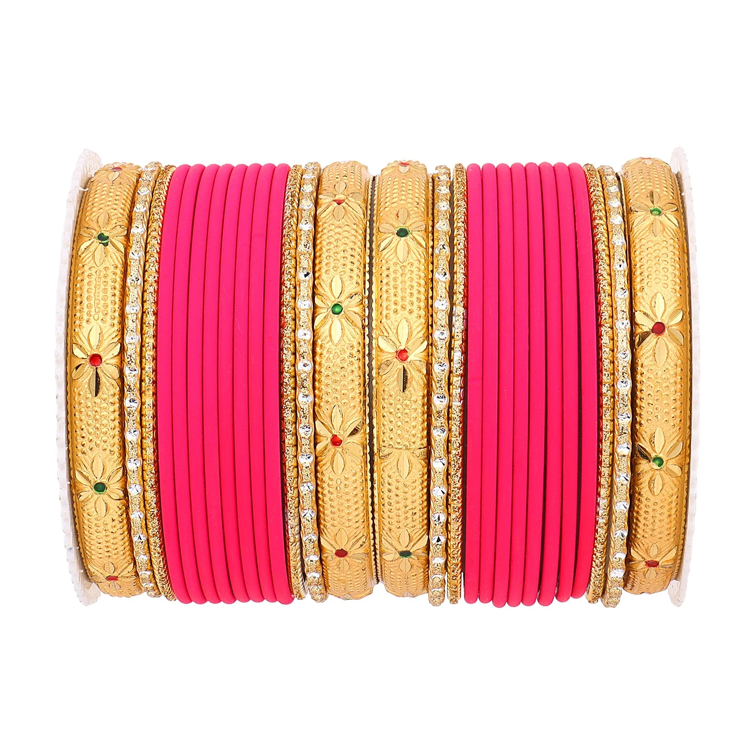 Matte Bangle Set with Golden Meenakari Kada by Leshya