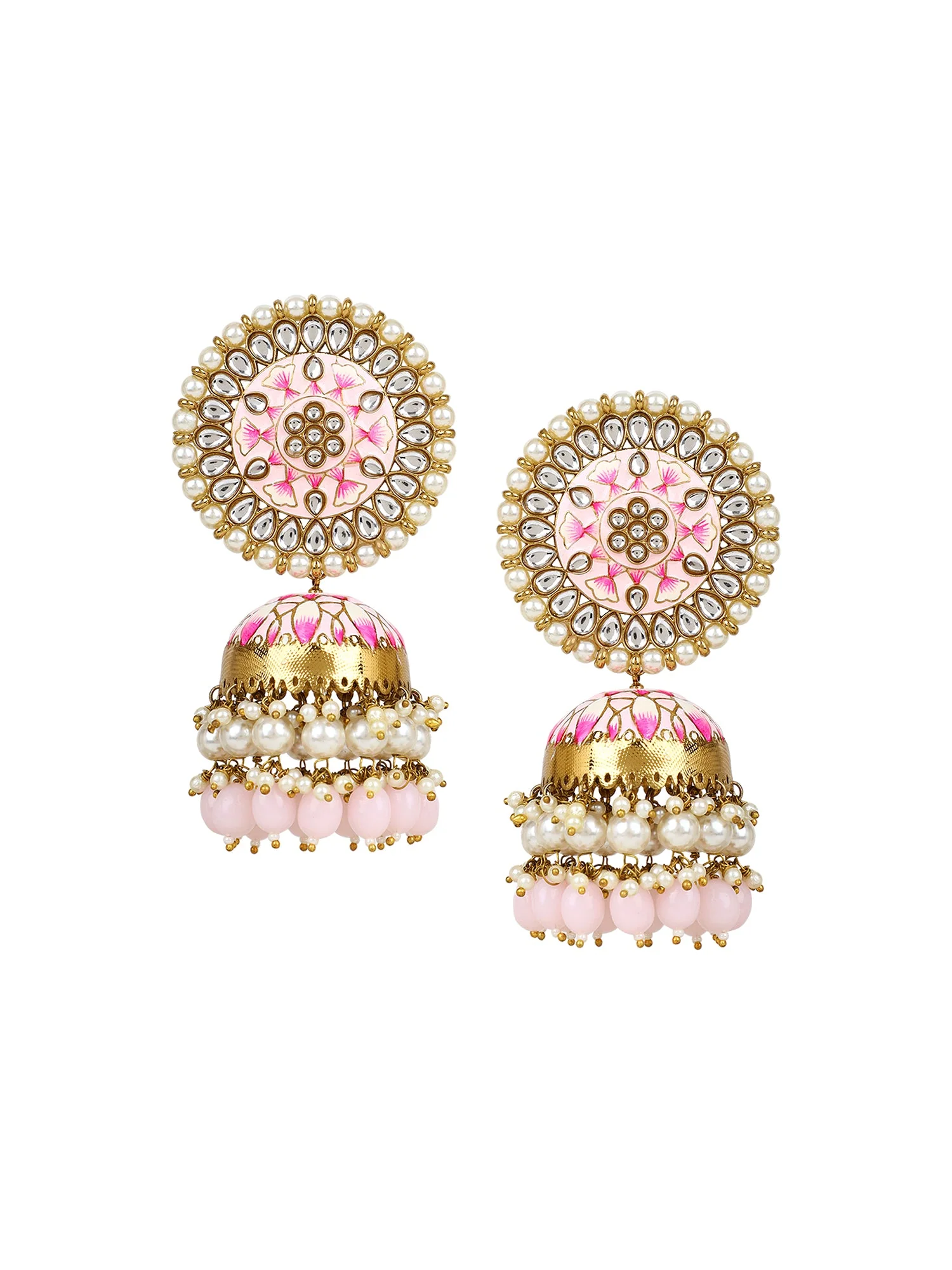 Meenakari Earrings with Kundan Pearl & Jhumka by Leshya