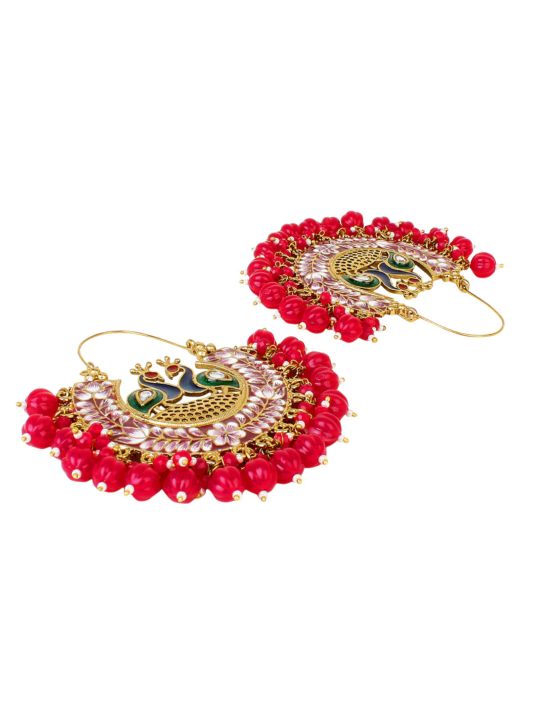 Meenakari Jhumki Earring with hanging beads by Leshya - Image 6
