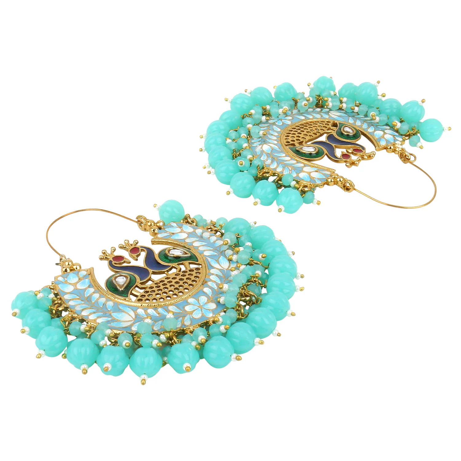 Meenakari Jhumki Earring with hanging beads by Leshya - Image 6