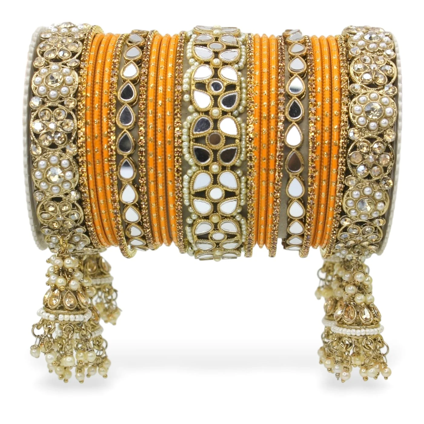 Mirror Style Bangle set with Jhumki for two hands by Leshya - Image 12