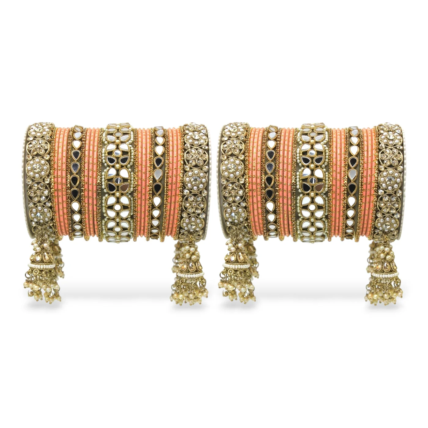 Mirror Style Bangle set with Jhumki for two hands by Leshya - Image 13