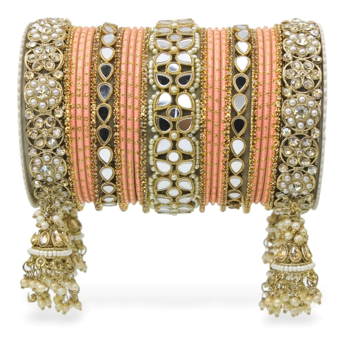 Mirror Style Bangle set with Jhumki for two hands by Leshya - Image 14