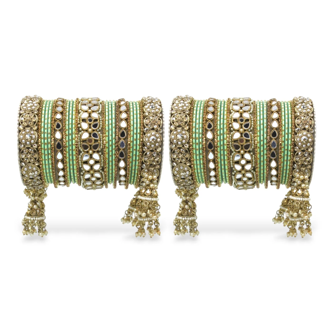Mirror Style Bangle set with Jhumki for two hands by Leshya - Image 15