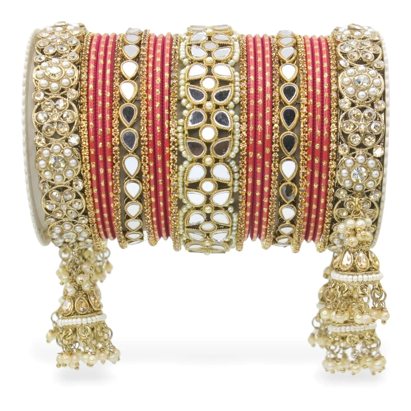Mirror Style Bangle set with Jhumki for two hands by Leshya - Image 18