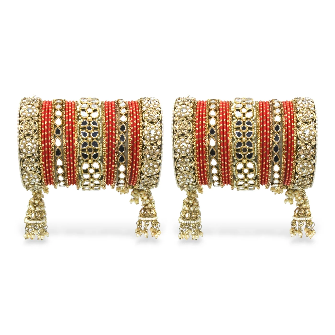 Mirror Style Bangle set with Jhumki for two hands by Leshya - Image 19