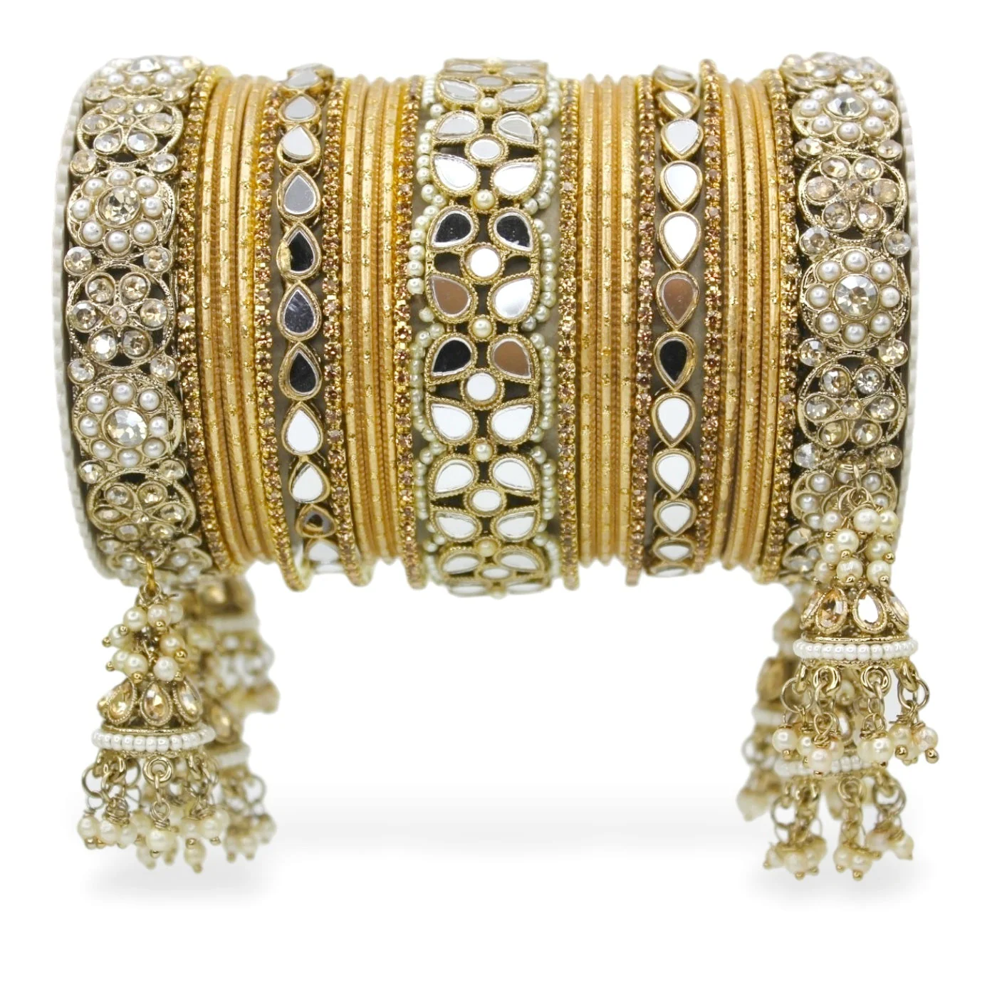 Mirror Style Bangle set with Jhumki for two hands by Leshya - Image 2
