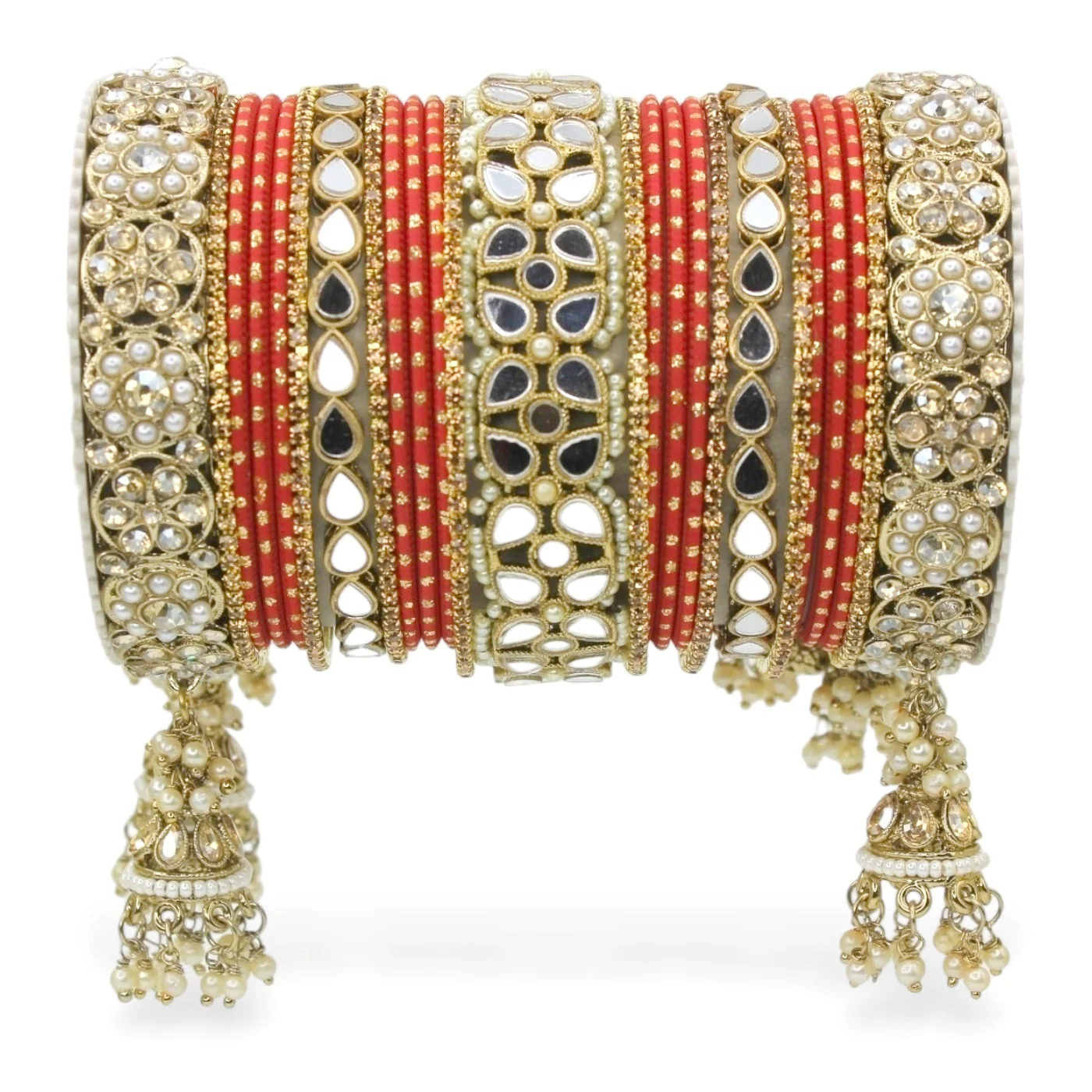 Mirror Style Bangle set with Jhumki for two hands by Leshya - Image 20