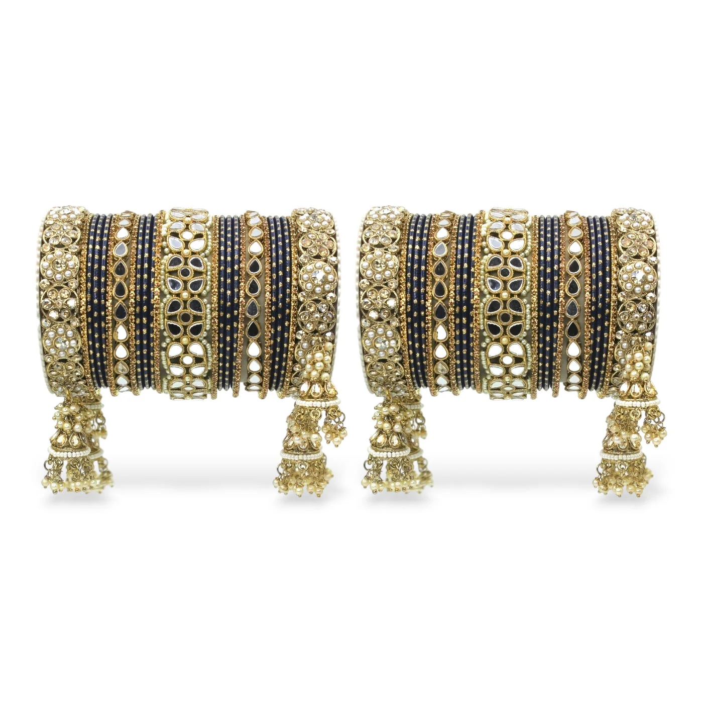 Mirror Style Bangle set with Jhumki for two hands by Leshya - Image 21