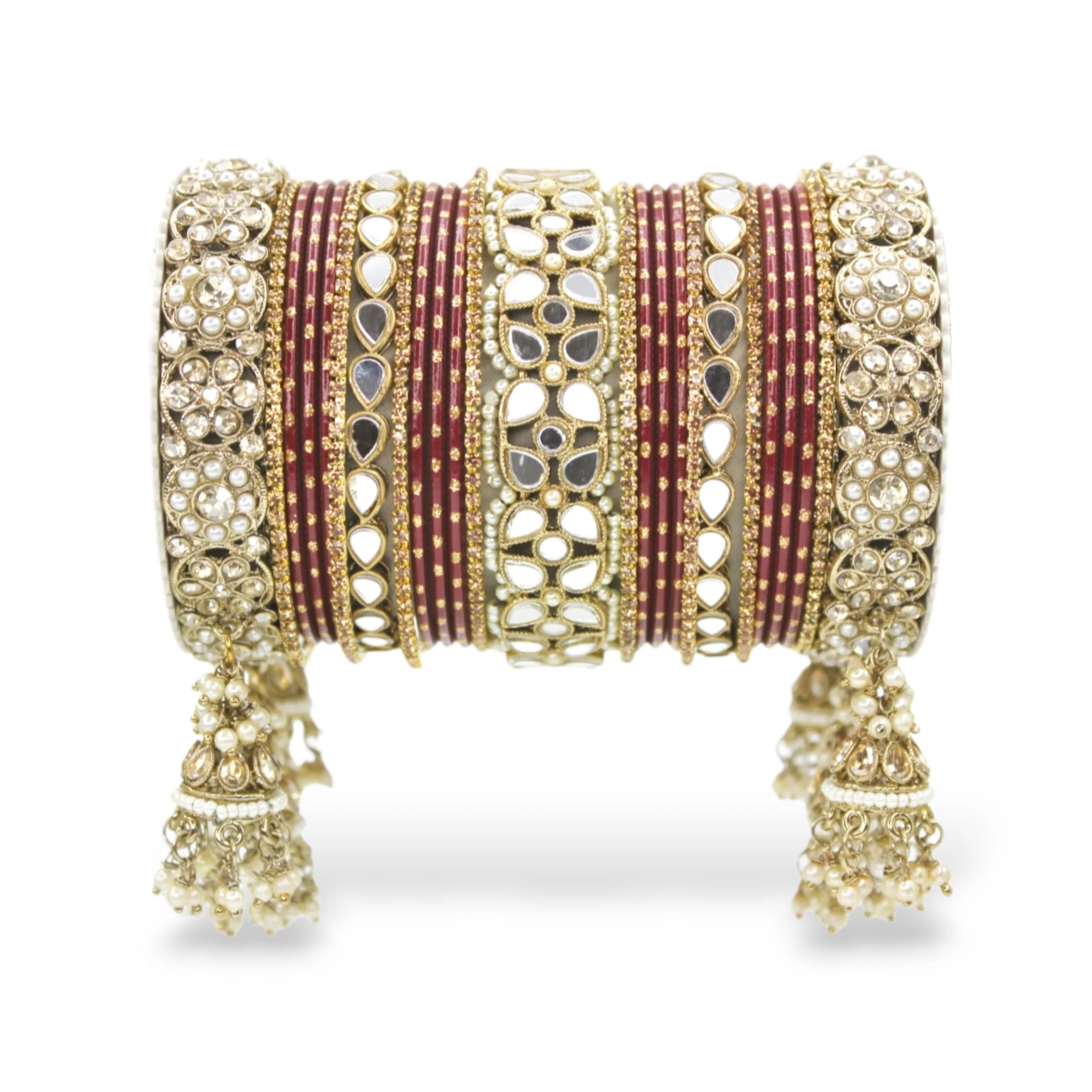Mirror Style Bangle set with Jhumki for two hands by Leshya - Image 3