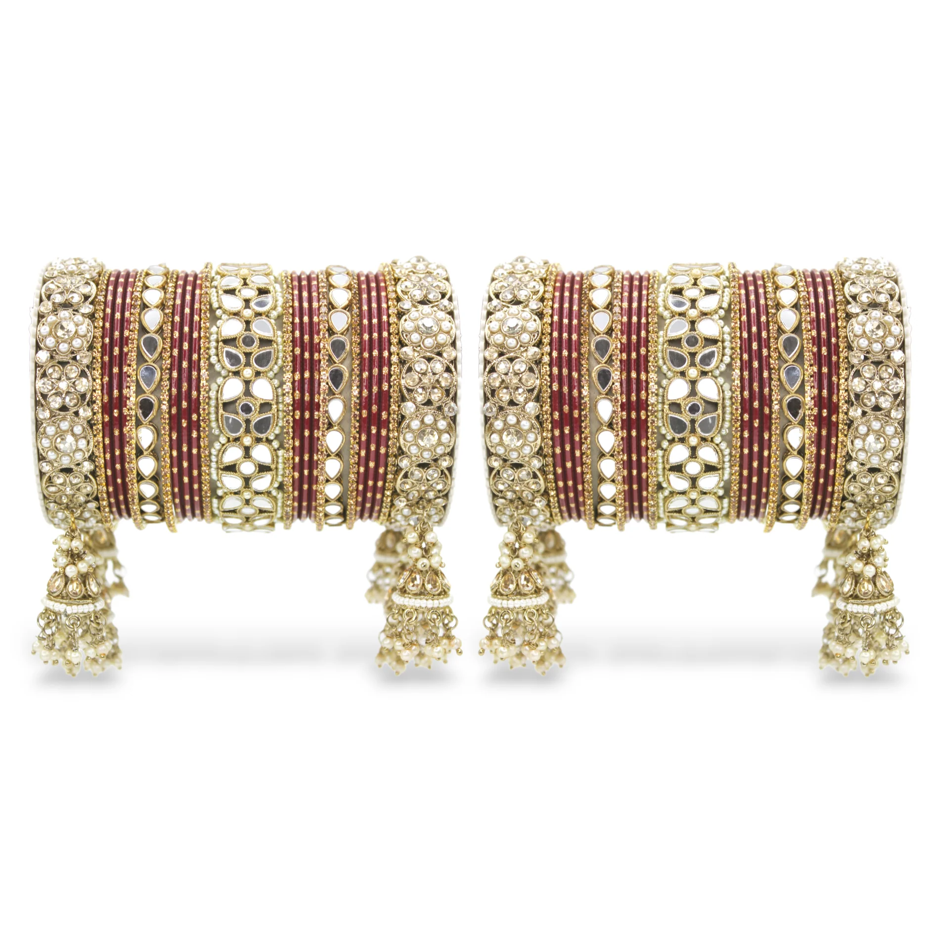 Mirror Style Bangle set with Jhumki for two hands by Leshya - Image 4