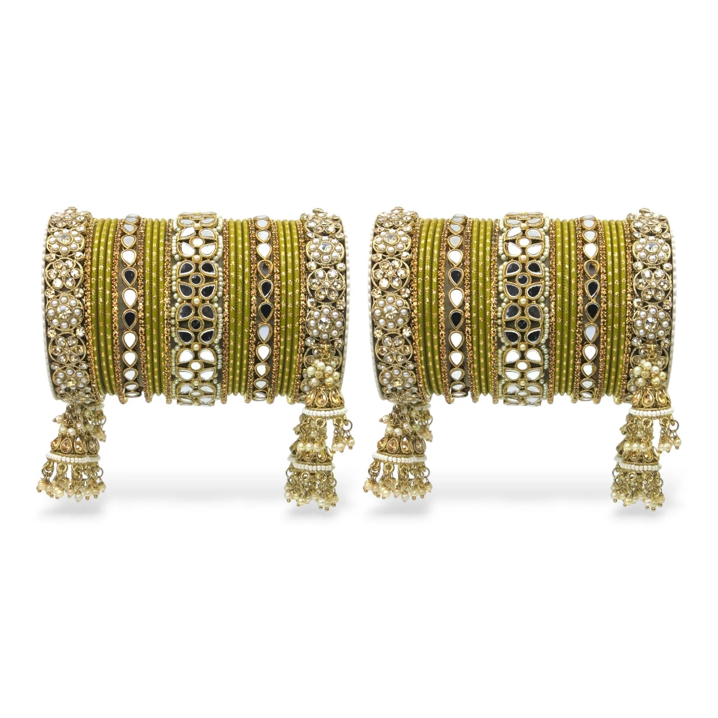 Mirror Style Bangle set with Jhumki for two hands by Leshya - Image 7