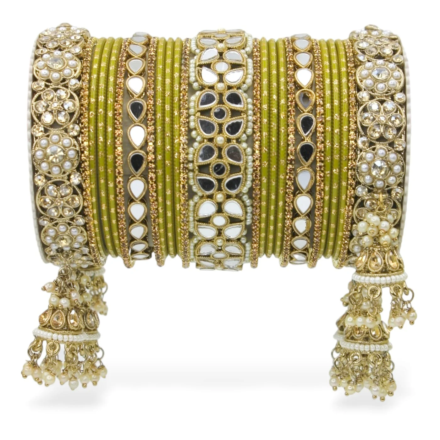 Mirror Style Bangle set with Jhumki for two hands by Leshya - Image 8