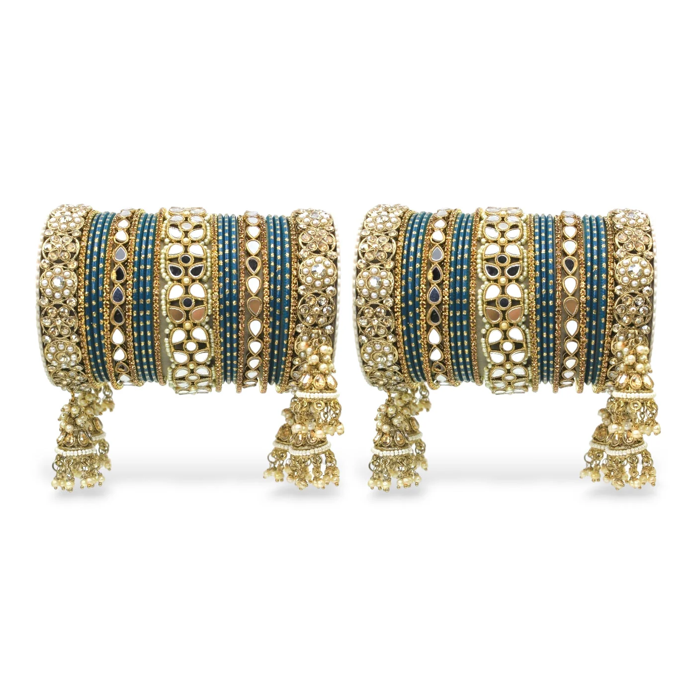 Mirror Style Bangle set with Jhumki for two hands by Leshya - Image 9