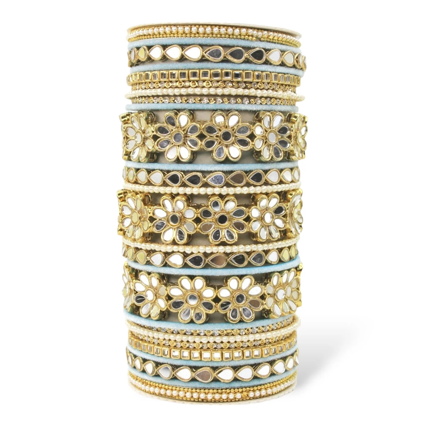 Mirrored Bridal Bangle Set with Silk thread Bangles by Leshya - Image 18