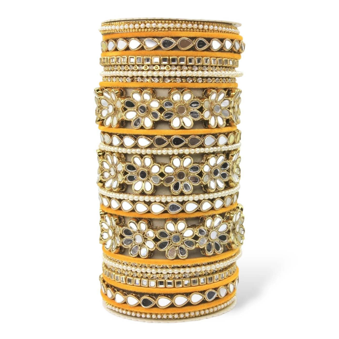 Mirrored Bridal Bangle Set with Silk thread Bangles by Leshya - Image 18