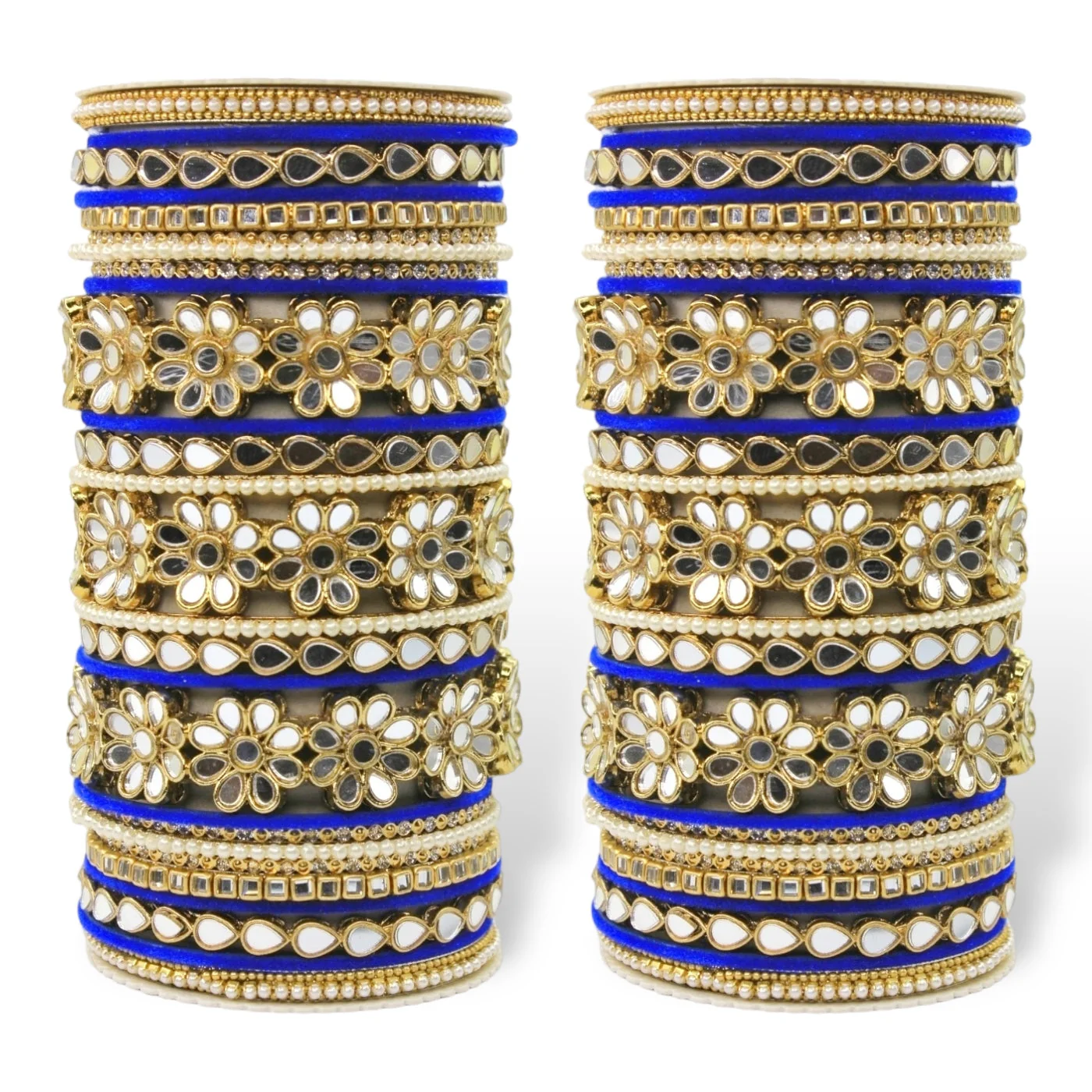 Mirrored Bridal Bangle Set with Silk thread Bangles by Leshya - Image 3
