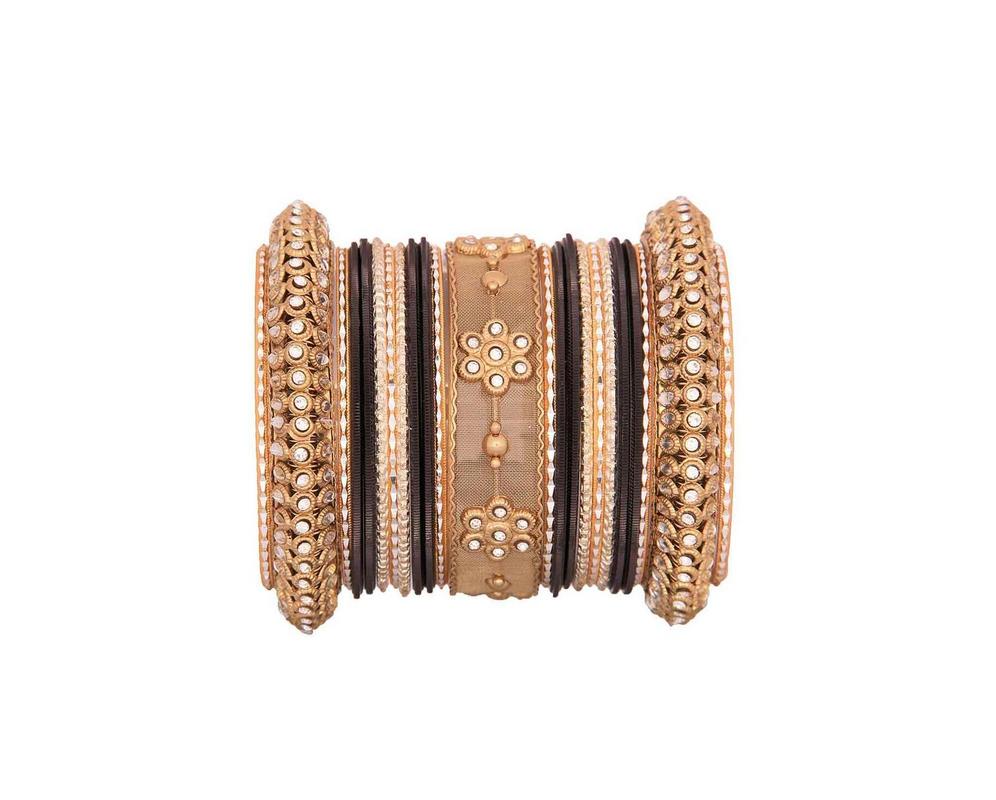 One Hand Multi-Colored Velvet Textured Bangle Set - Image 9