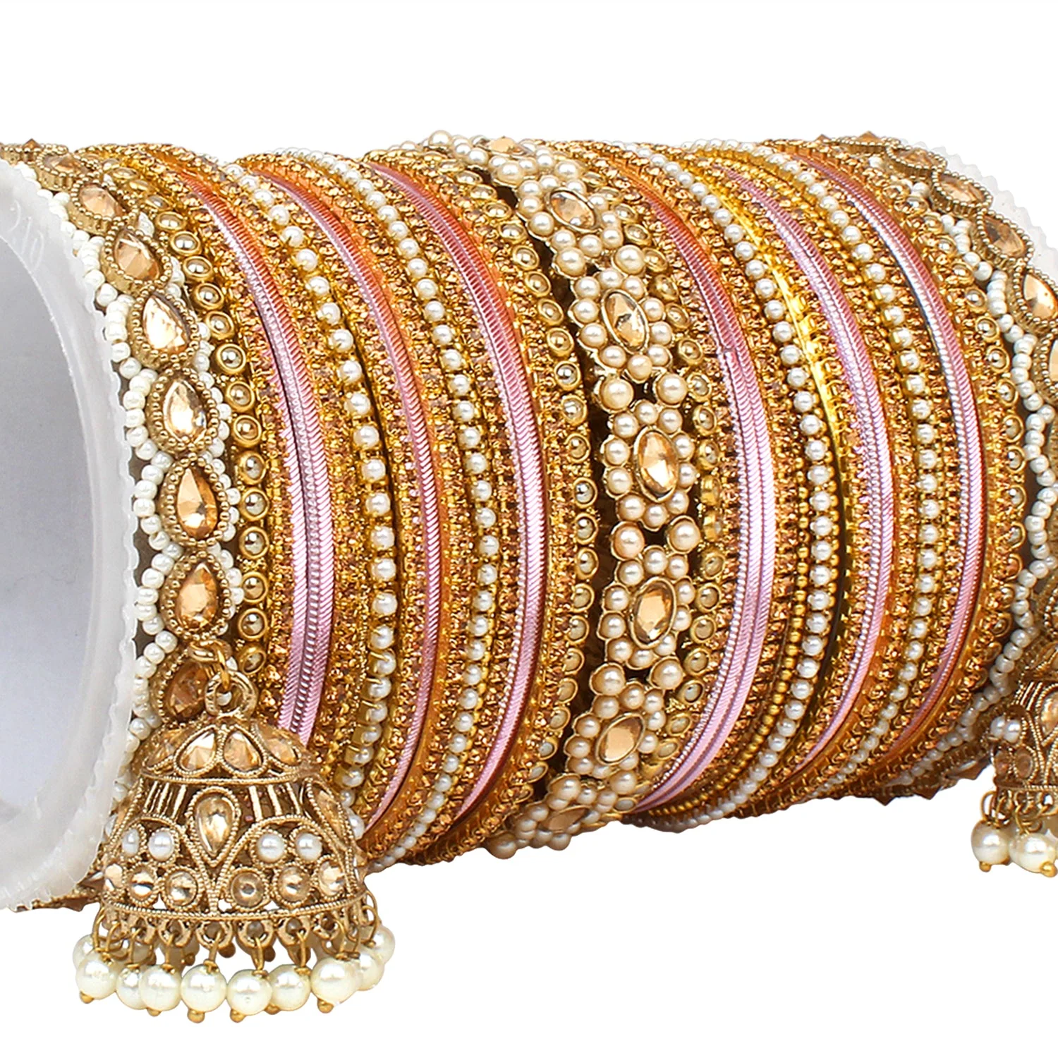 Rich Texture bangle set with Jhumki Borders by Leshya for One Hand - Image 6