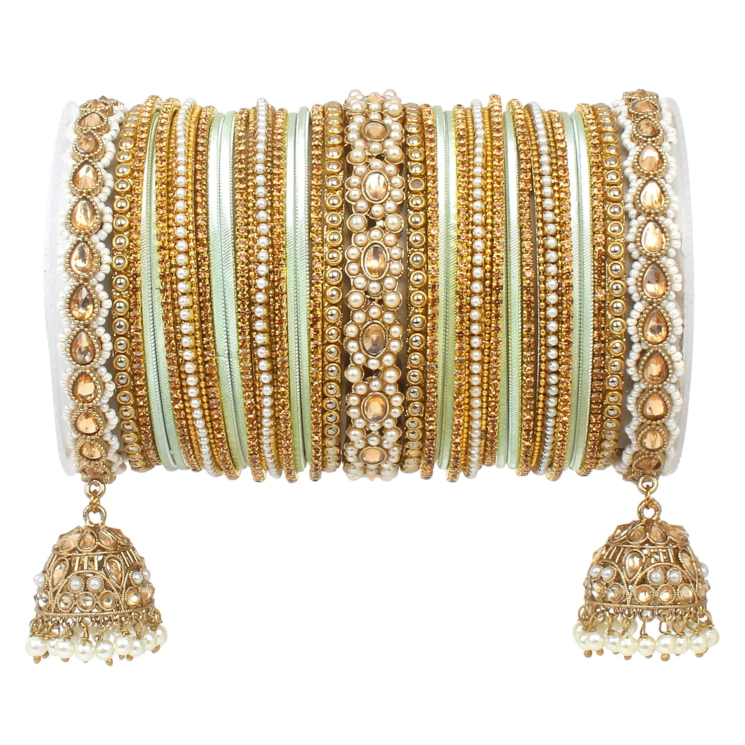 Rich Texture bangle set with Jhumki Borders by Leshya for One Hand - Image 7