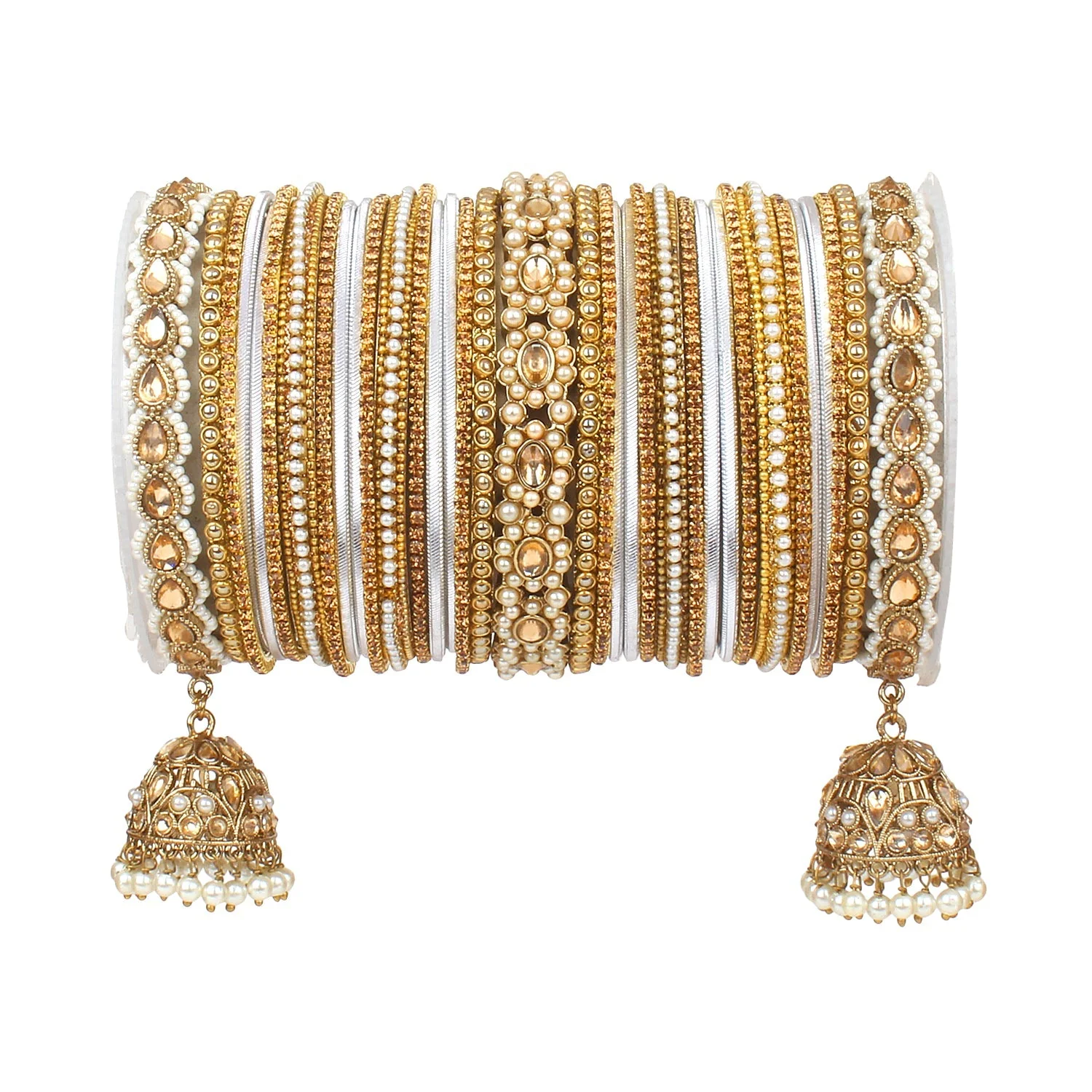 Rich Texture bangle set with Jhumki Borders by Leshya for One Hand