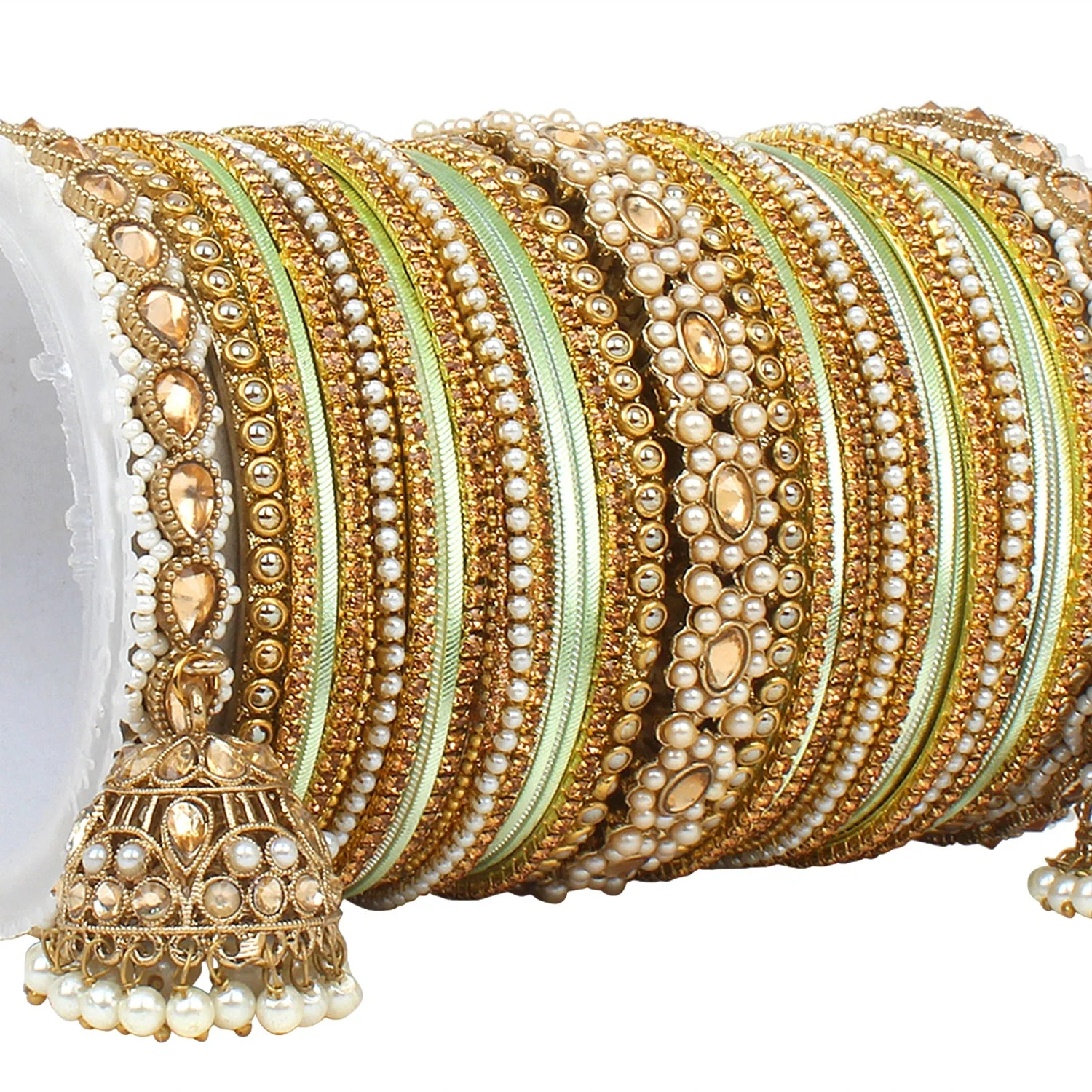 Rich Texture bangle set with Jhumki Borders by Leshya for One Hand - Image 10