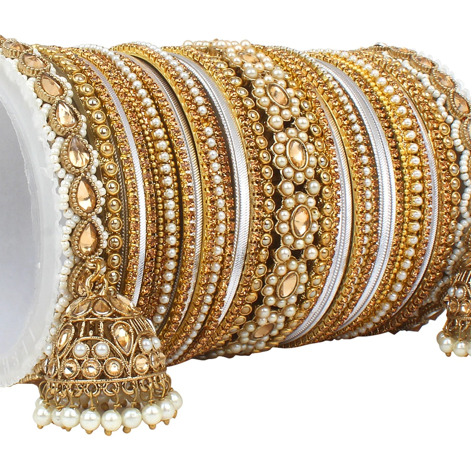 Rich Texture bangle set with Jhumki Borders by Leshya for One Hand - Image 2
