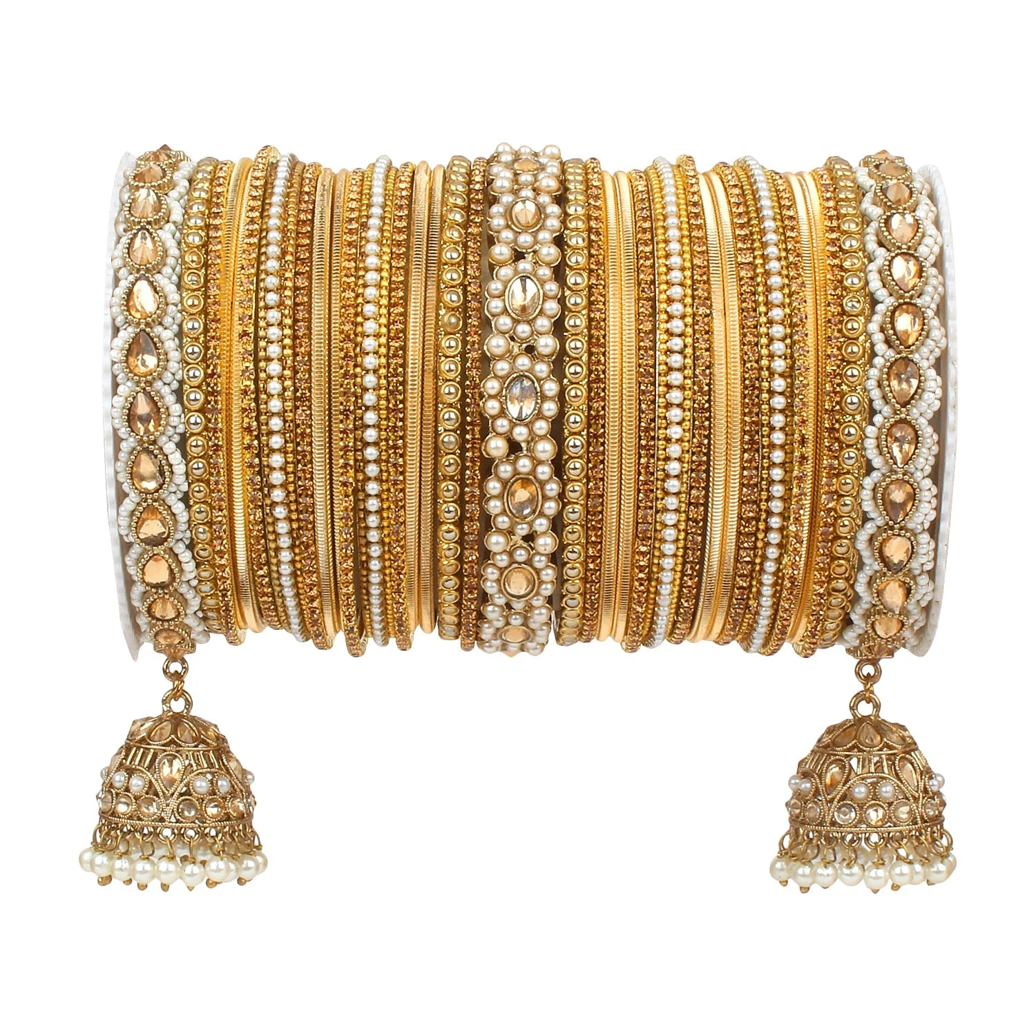 Rich Texture bangle set with Jhumki Borders by Leshya for One Hand - Image 3
