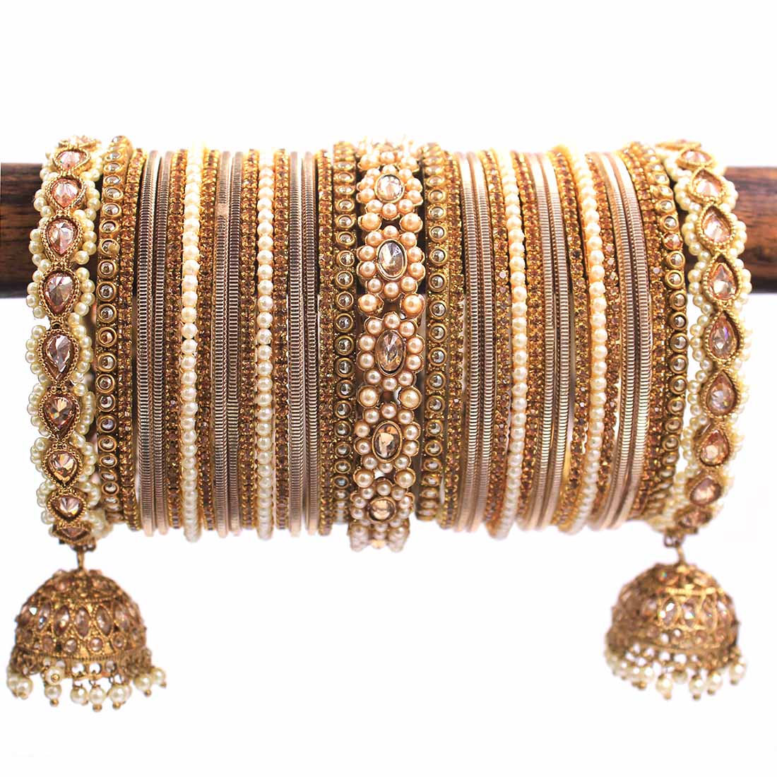 Rich Texture bangle set with Jhumki Borders by Leshya for One Hand - Image 5