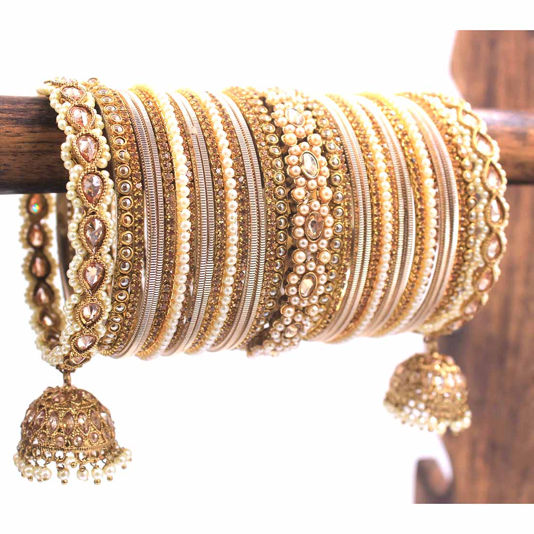Rich Texture bangle set with Jhumki Borders by Leshya for One Hand - Image 6