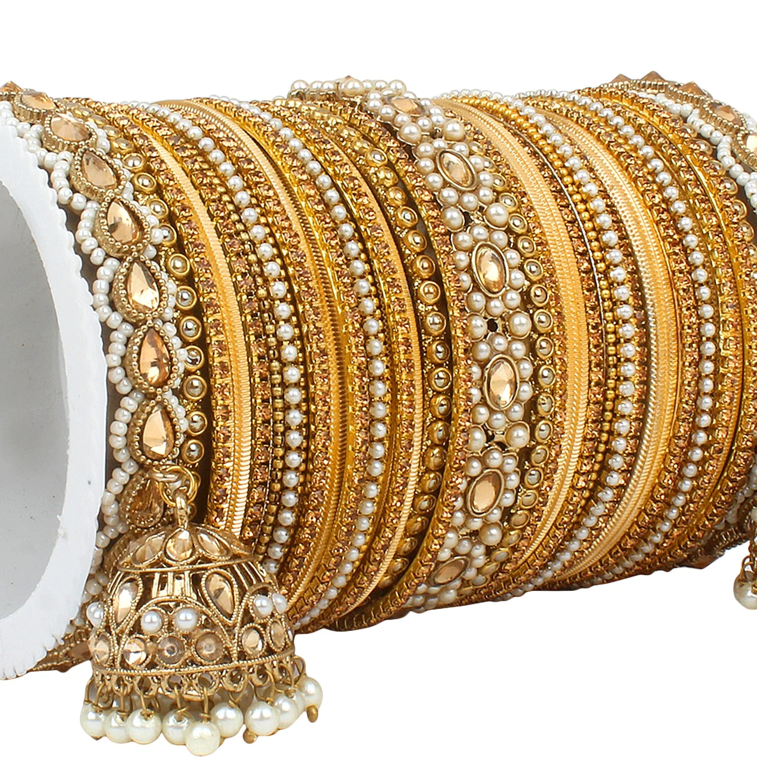 Rich Texture bangle set with Jhumki Borders by Leshya for One Hand - Image 6