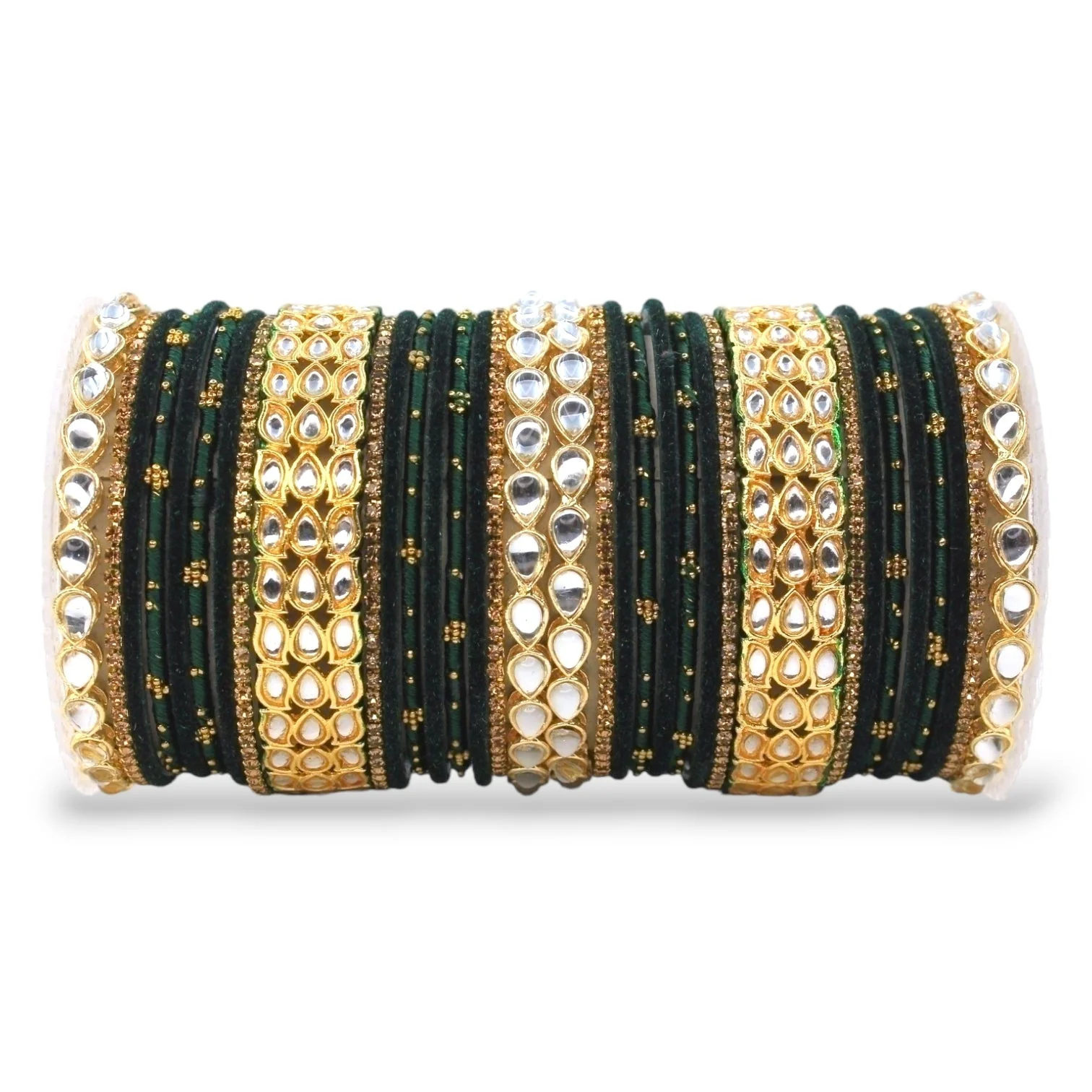 Rich Texture bangle set with Silk thread Bangles and Kundan Kada by Leshya