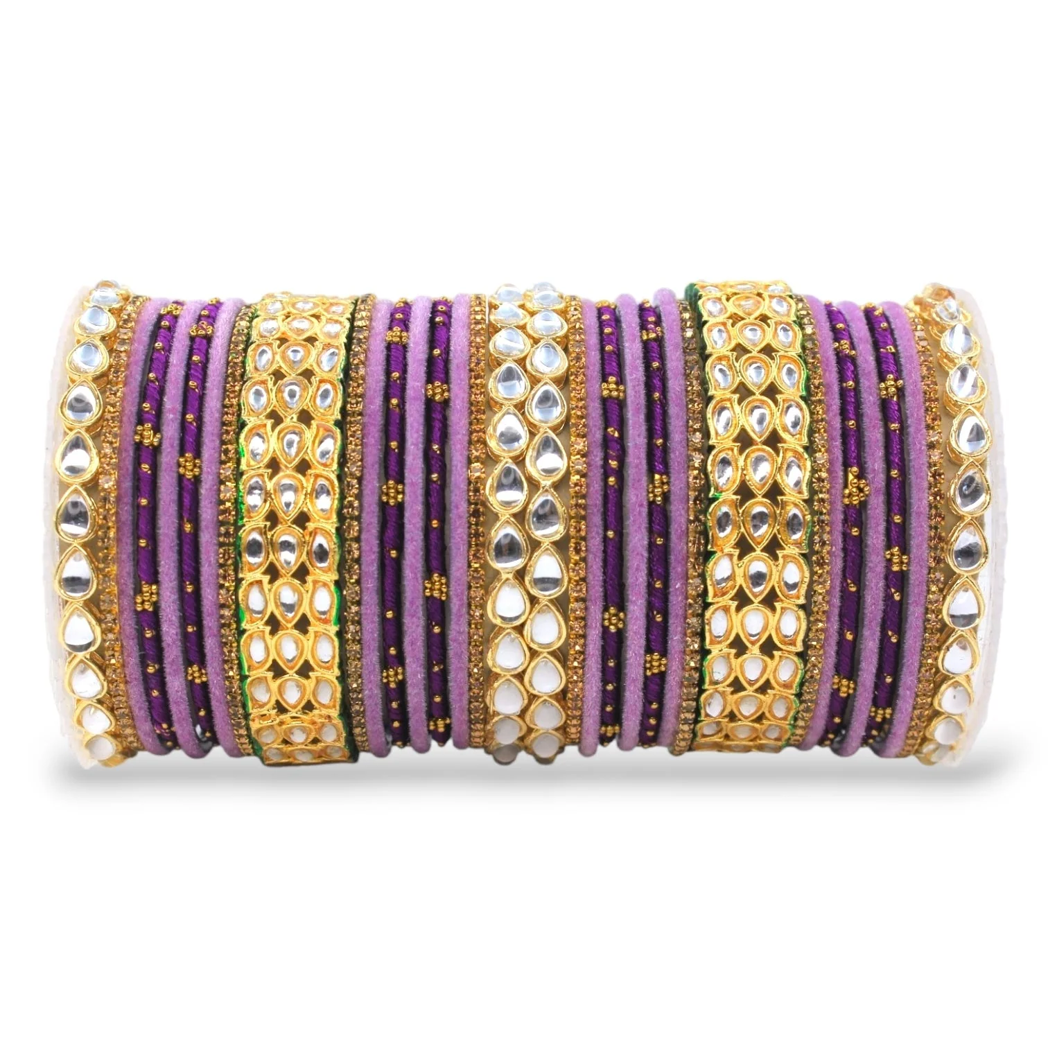 Rich Texture bangle set with Silk thread Bangles and Kundan Kada by Leshya - Image 5