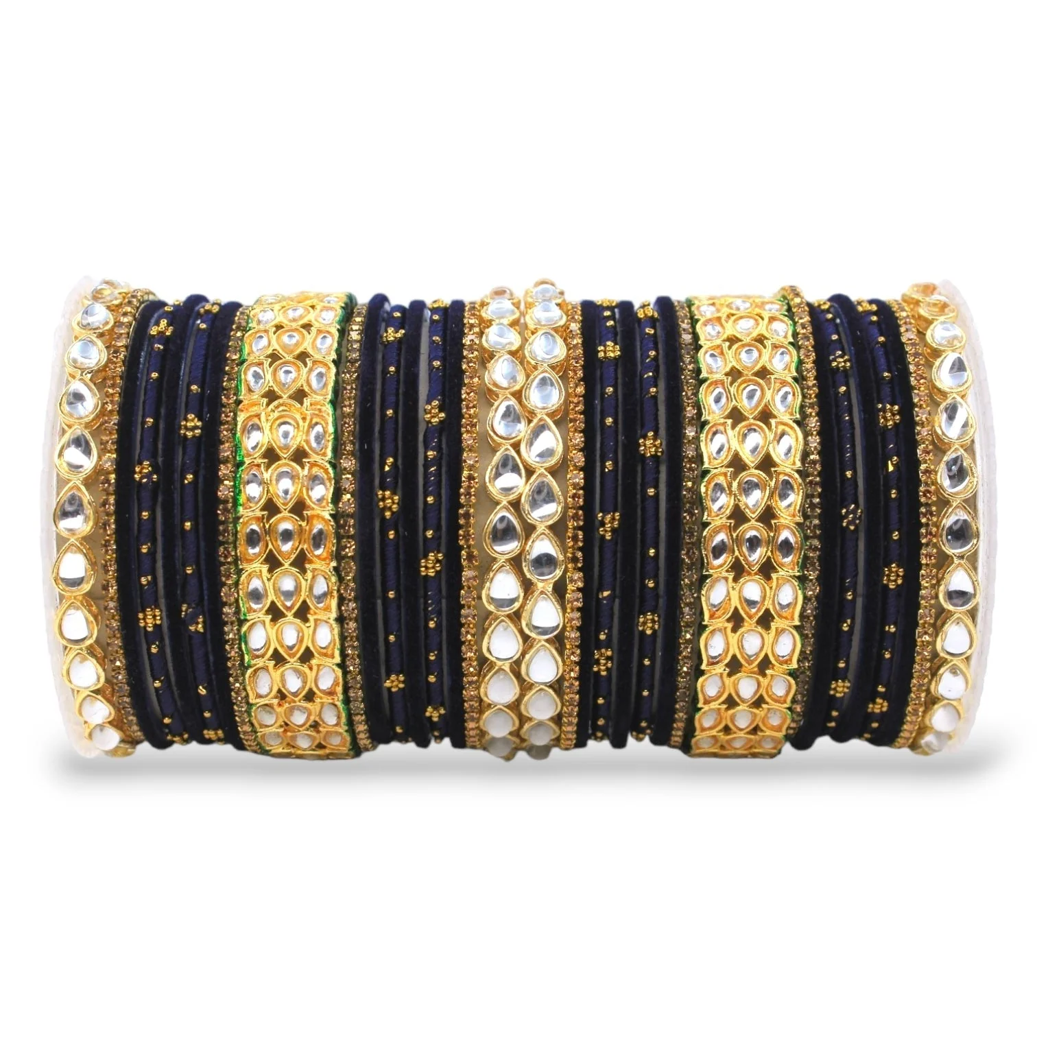 Rich Texture bangle set with Silk thread Bangles and Kundan Kada by Leshya - Image 3