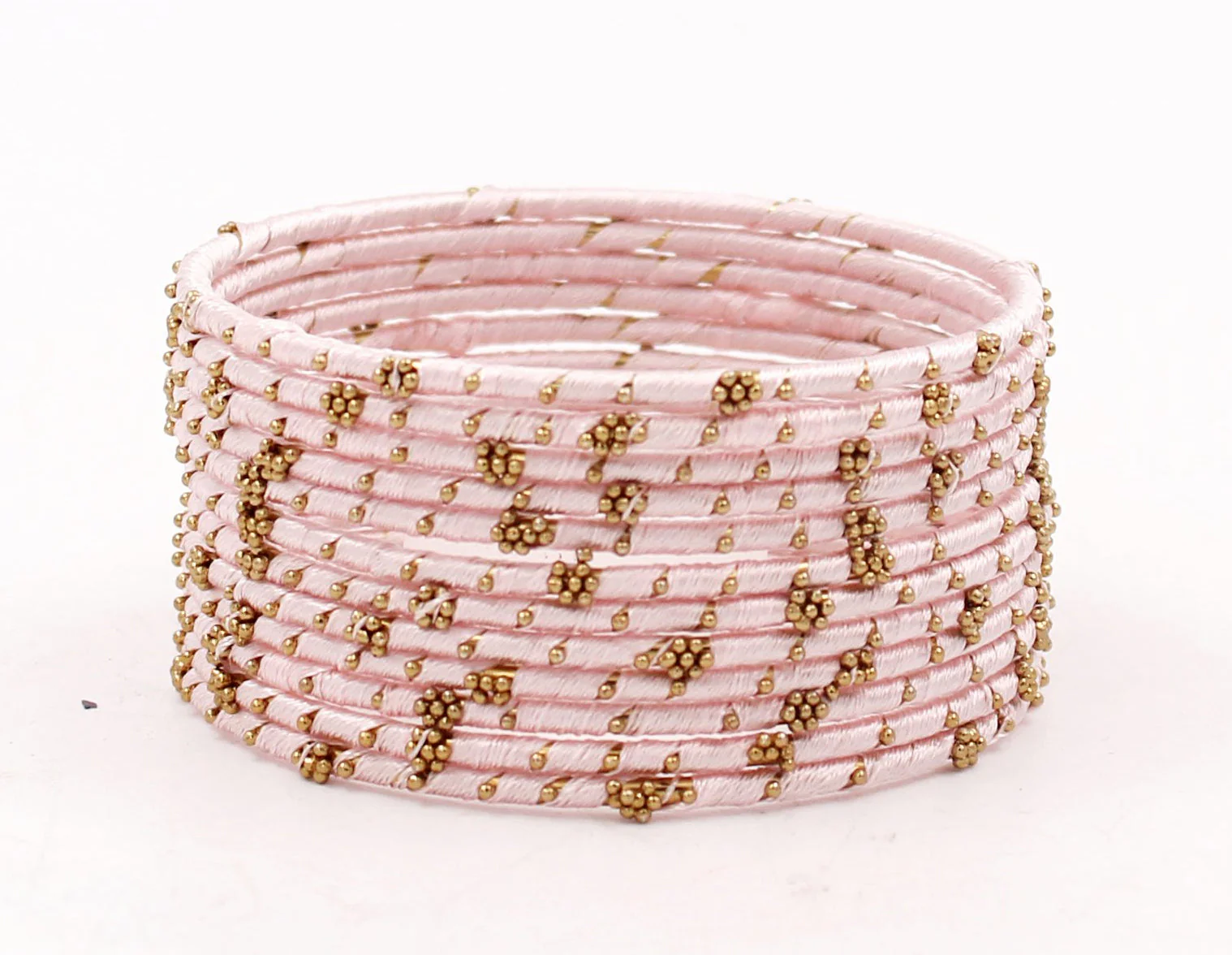 Set of 12 Thread Bangles with Golden Flower Design by Leshya