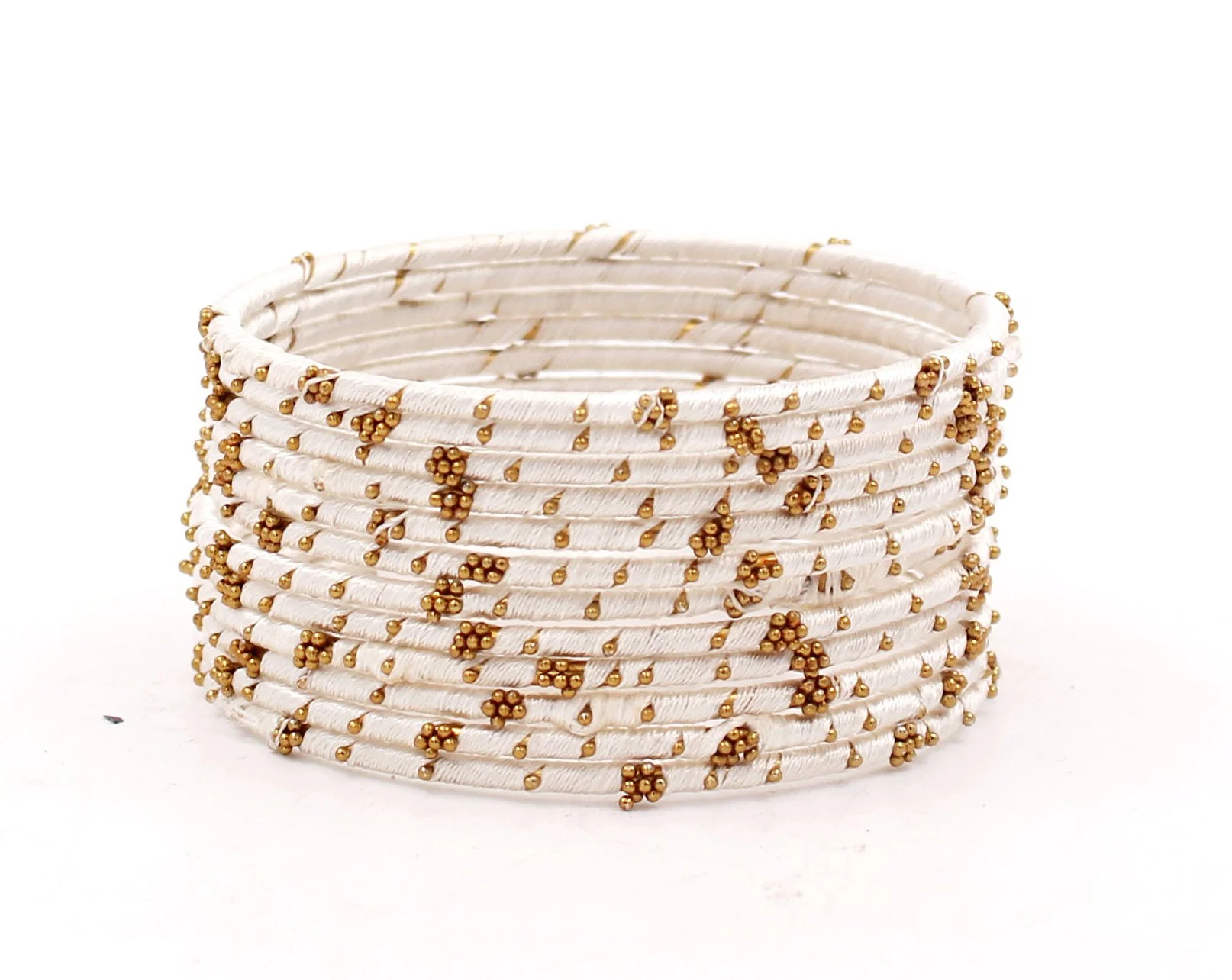 Set of 12 Thread Bangles with Golden Flower Design by Leshya - Image 7