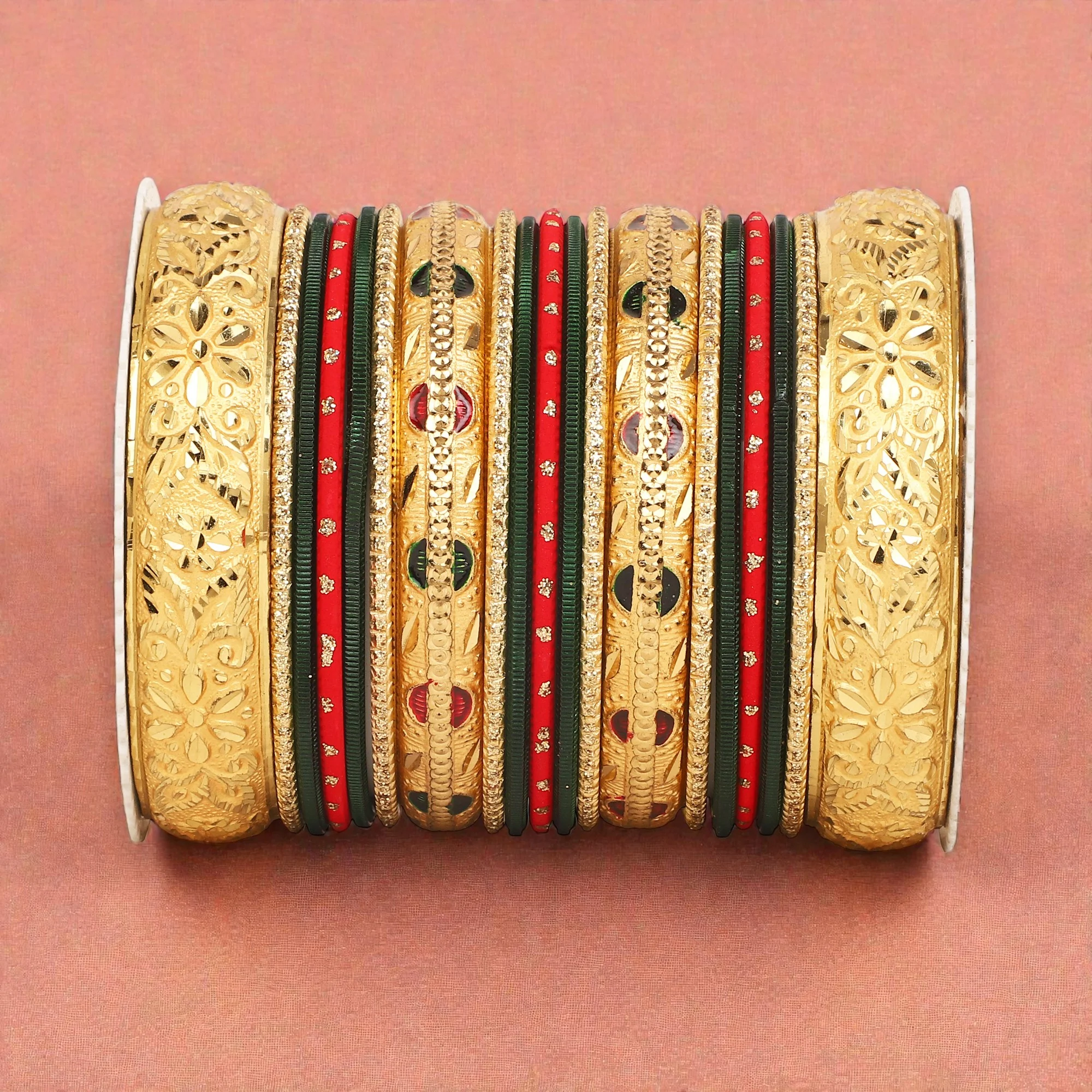 Set of 19 Gold Guarantee bangle set by Leshya