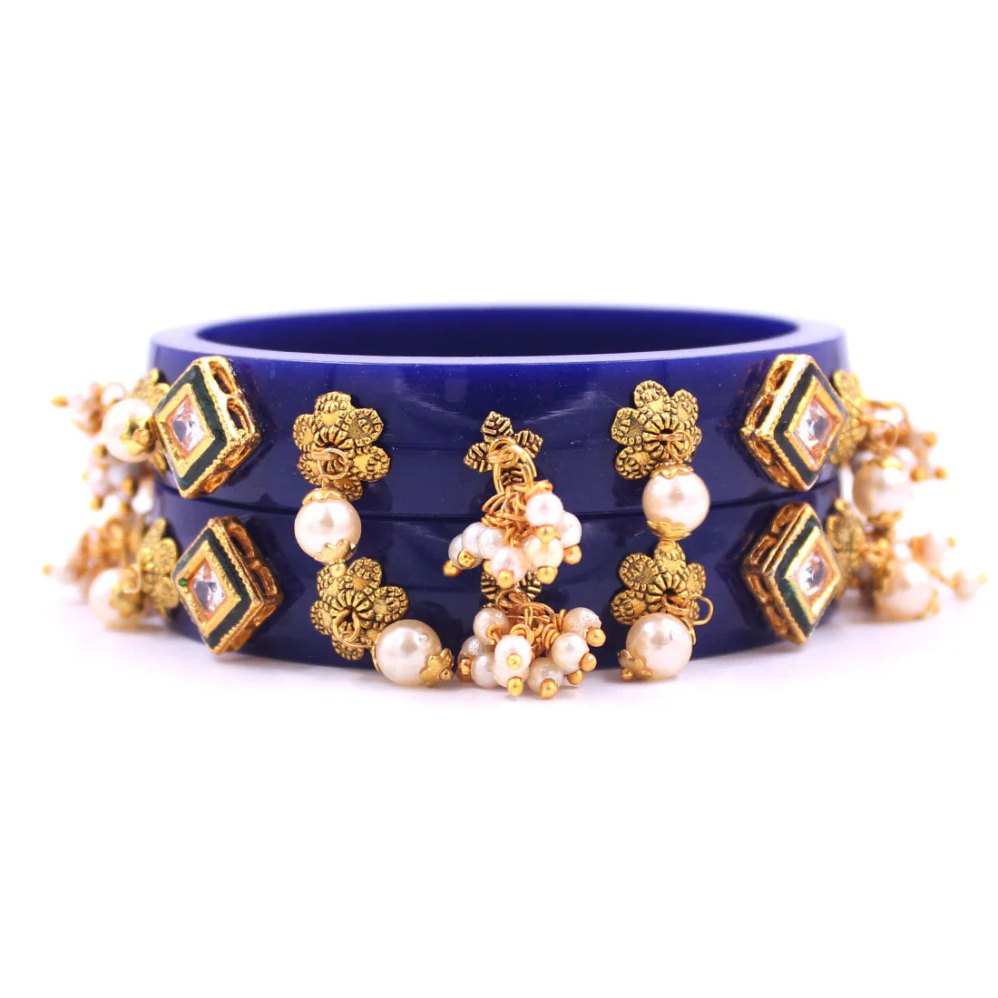 Set of 2 Acrylic Kundan Gajra Bangles by Leshya - Image 27