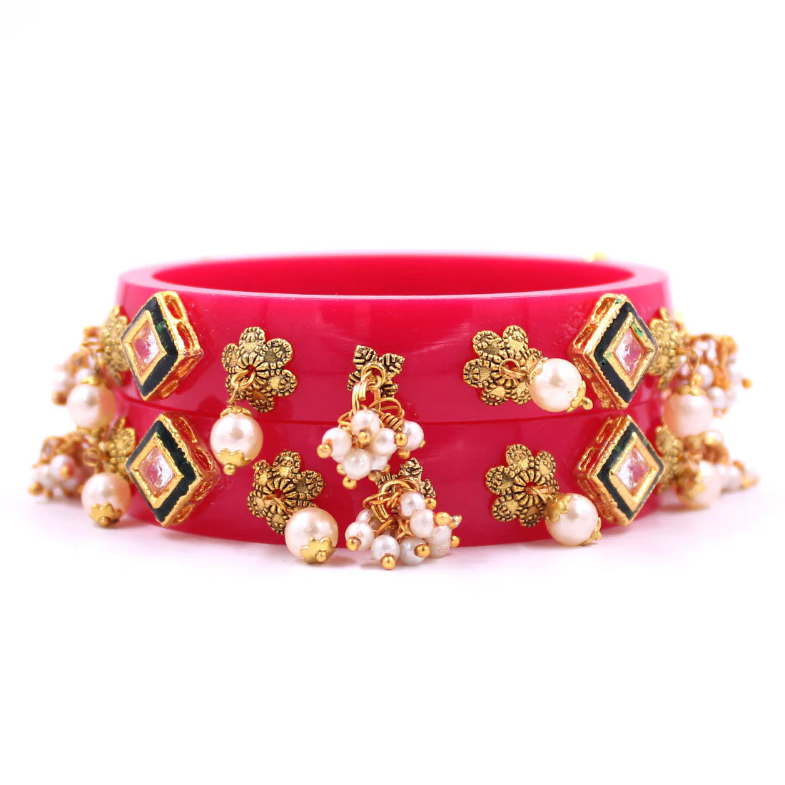Set of 2 Acrylic Kundan Gajra Bangles by Leshya - Image 30