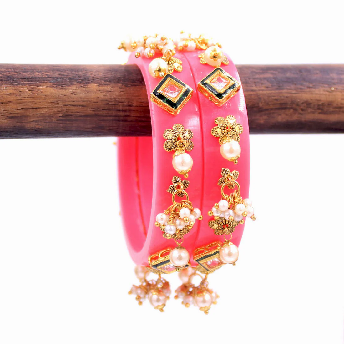 Set of 2 Acrylic Kundan Gajra Bangles by Leshya - Image 20