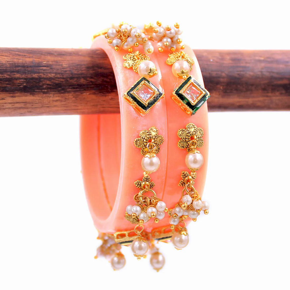 Set of 2 Acrylic Kundan Gajra Bangles by Leshya - Image 23