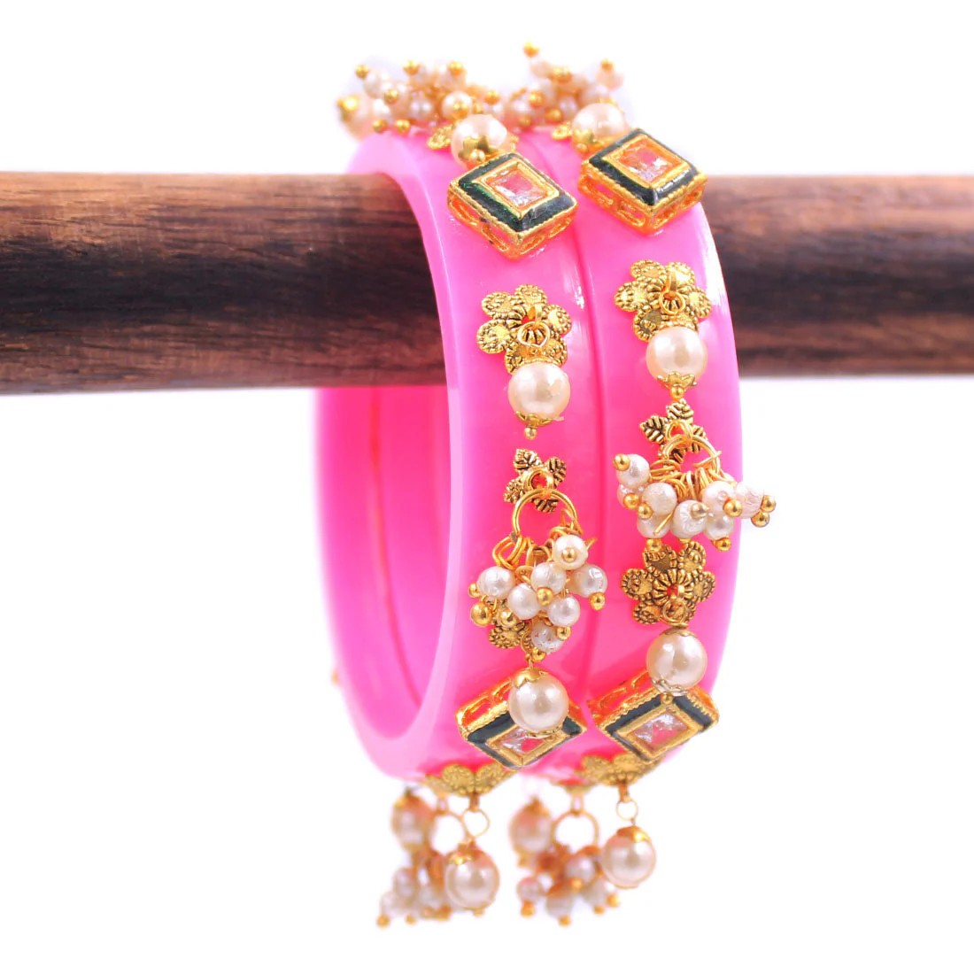 Set of 2 Acrylic Kundan Gajra Bangles by Leshya - Image 14