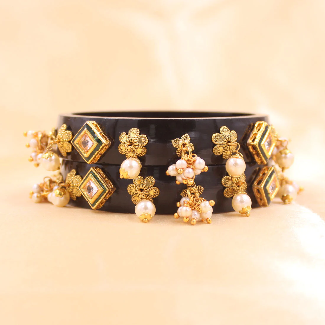Set of 2 Acrylic Kundan Gajra Bangles by Leshya - Image 16