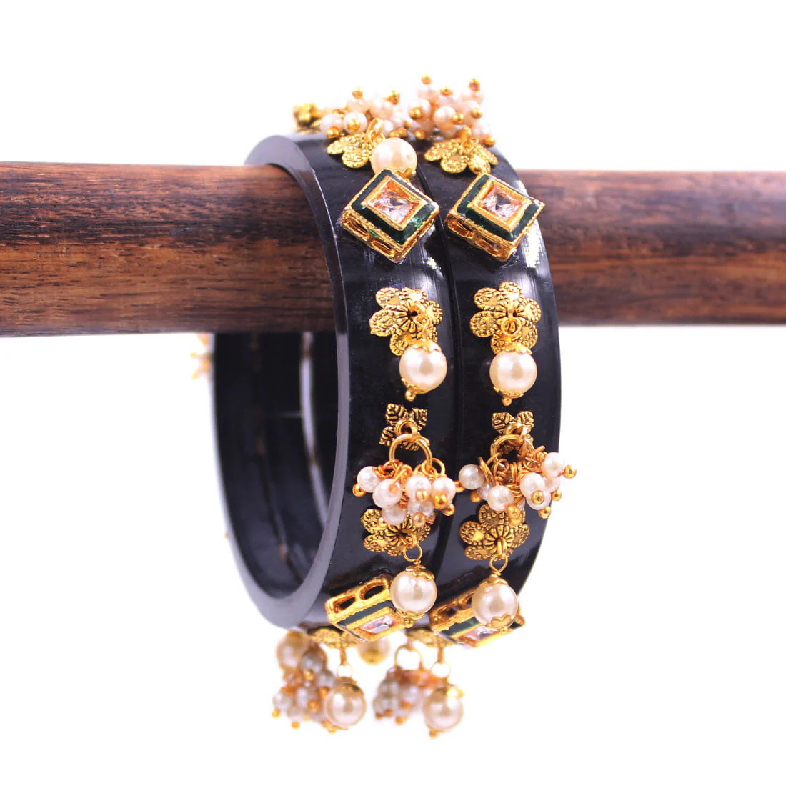 Set of 2 Acrylic Kundan Gajra Bangles by Leshya - Image 17