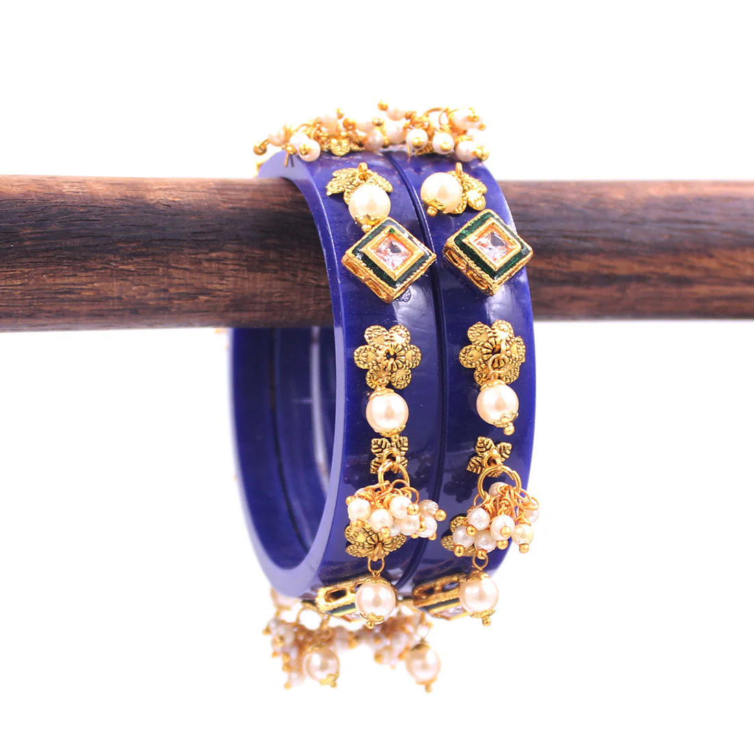 Set of 2 Acrylic Kundan Gajra Bangles by Leshya - Image 5