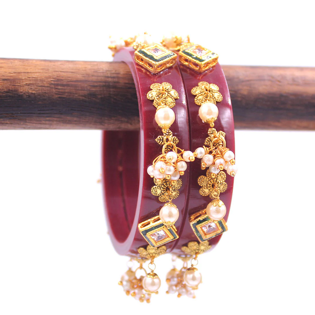 Set of 2 Acrylic Kundan Gajra Bangles by Leshya - Image 8