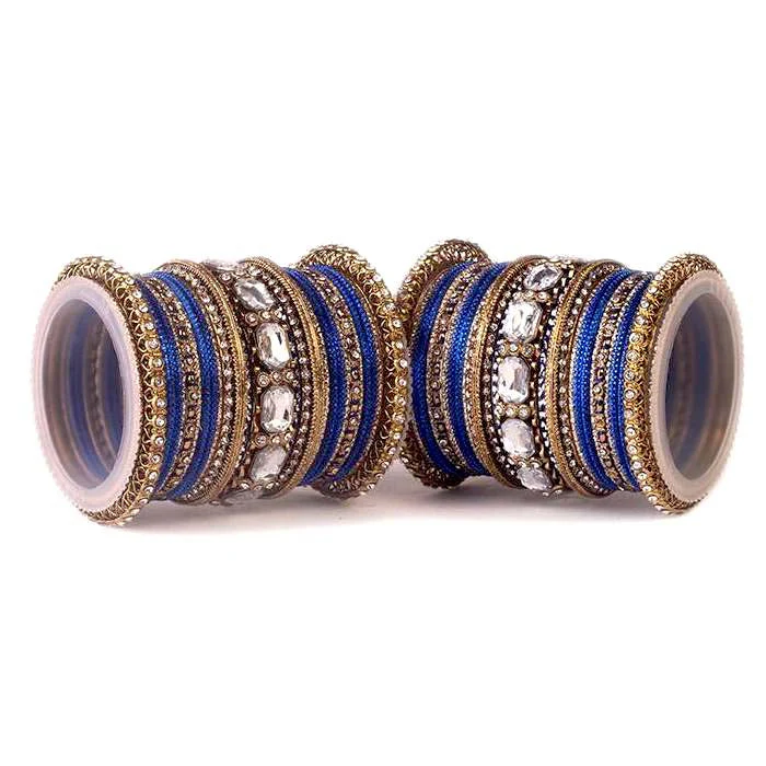 Set of 2 Beautiful Colored Bangle Set With Big Kundan Stone - Image 9