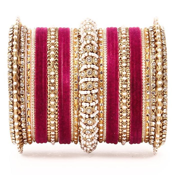 Set of 2 Beautiful Velvet Bangle And Pearl Bangle Set - Image 9