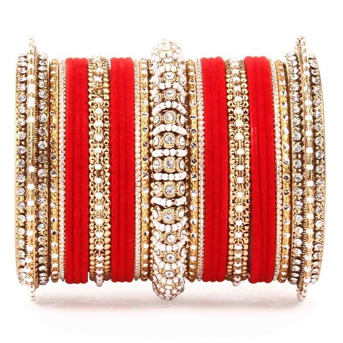 Set of 2 Beautiful Velvet Bangle And Pearl Bangle Set - Image 7