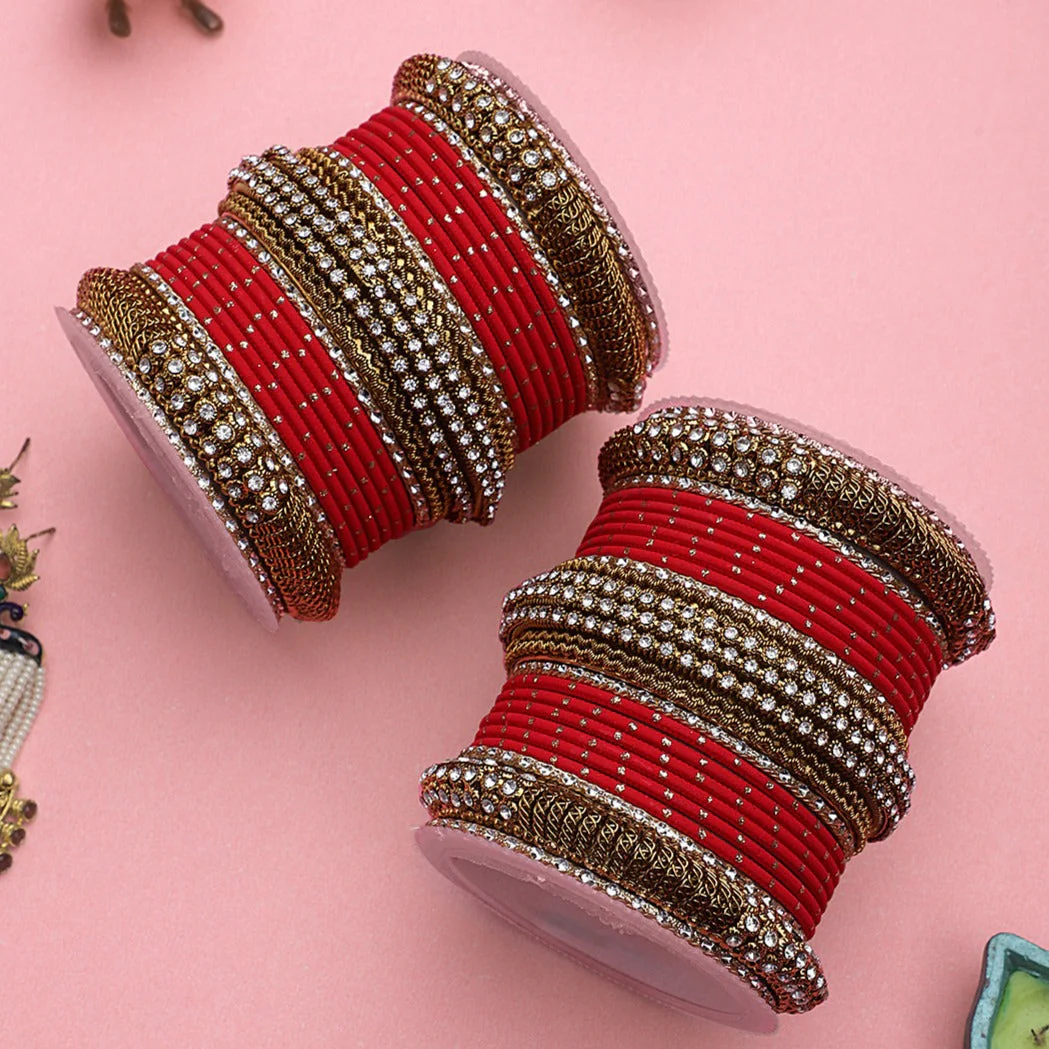 Set of 2 Bridal Jaali Work Bangle Set - Image 4
